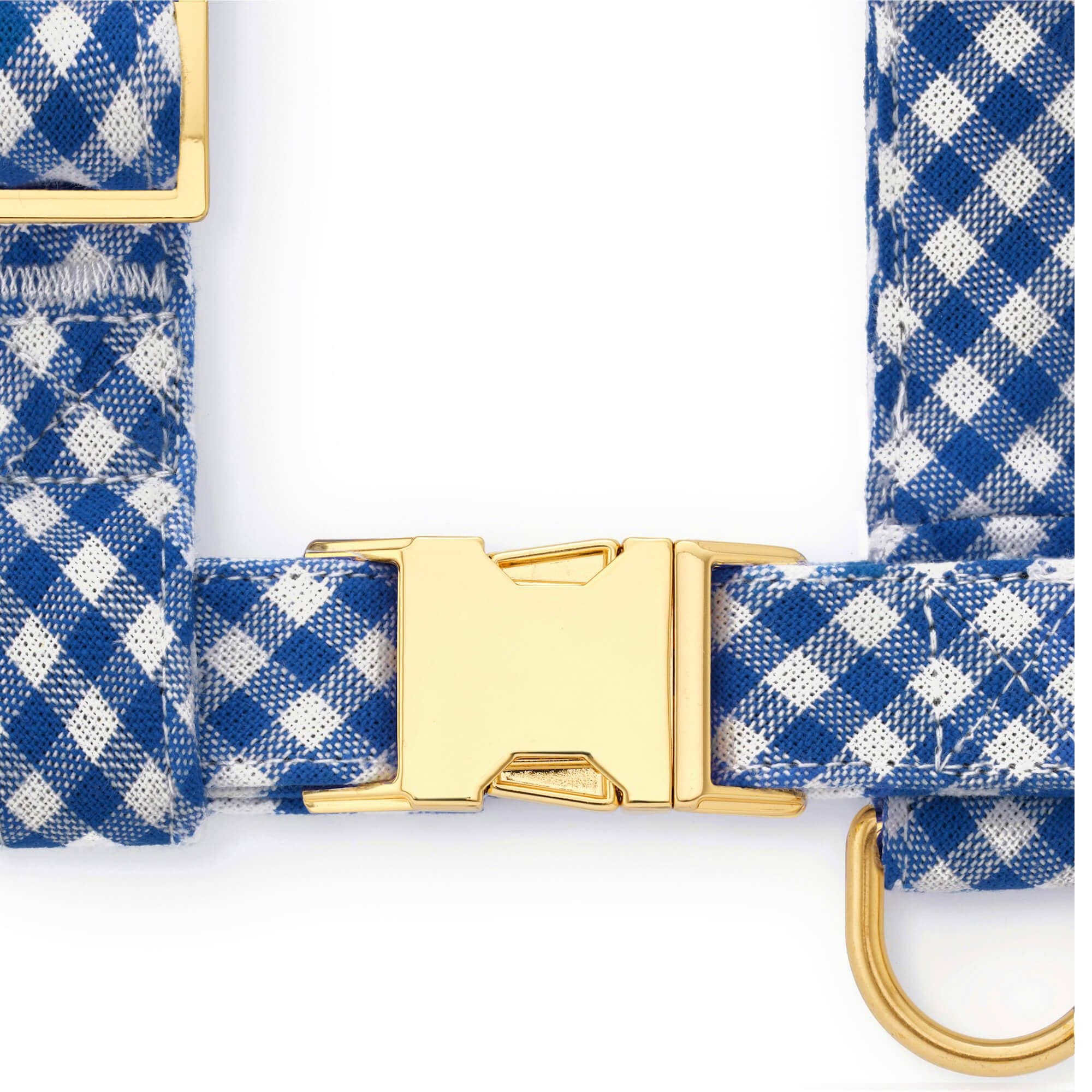 Lake Blue Gingham Dog Harness