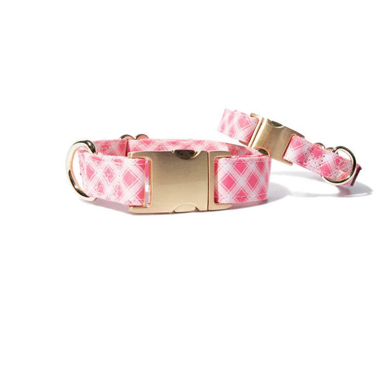 Sutton Pink Gingham Dog Collar