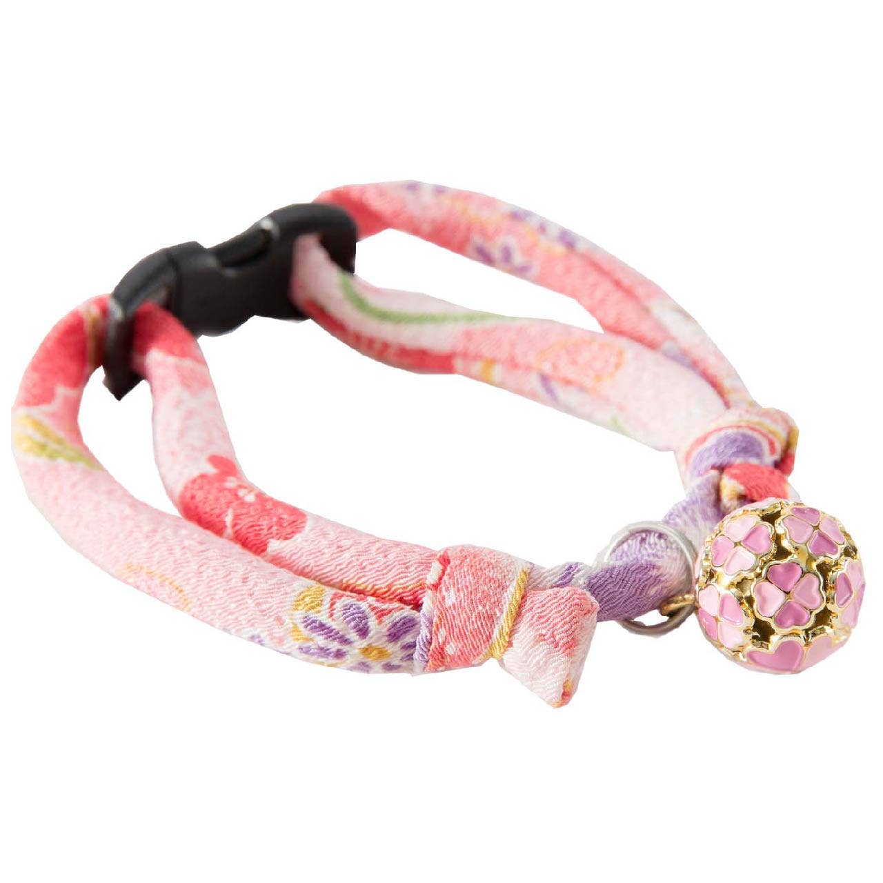 Chirimen Cat Collar with Clover Bell