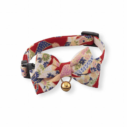 Chirimen Kimono Bow Tie Cat Collar