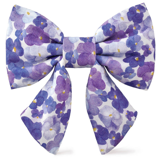 Pressed Pansies Lady Dog Bow