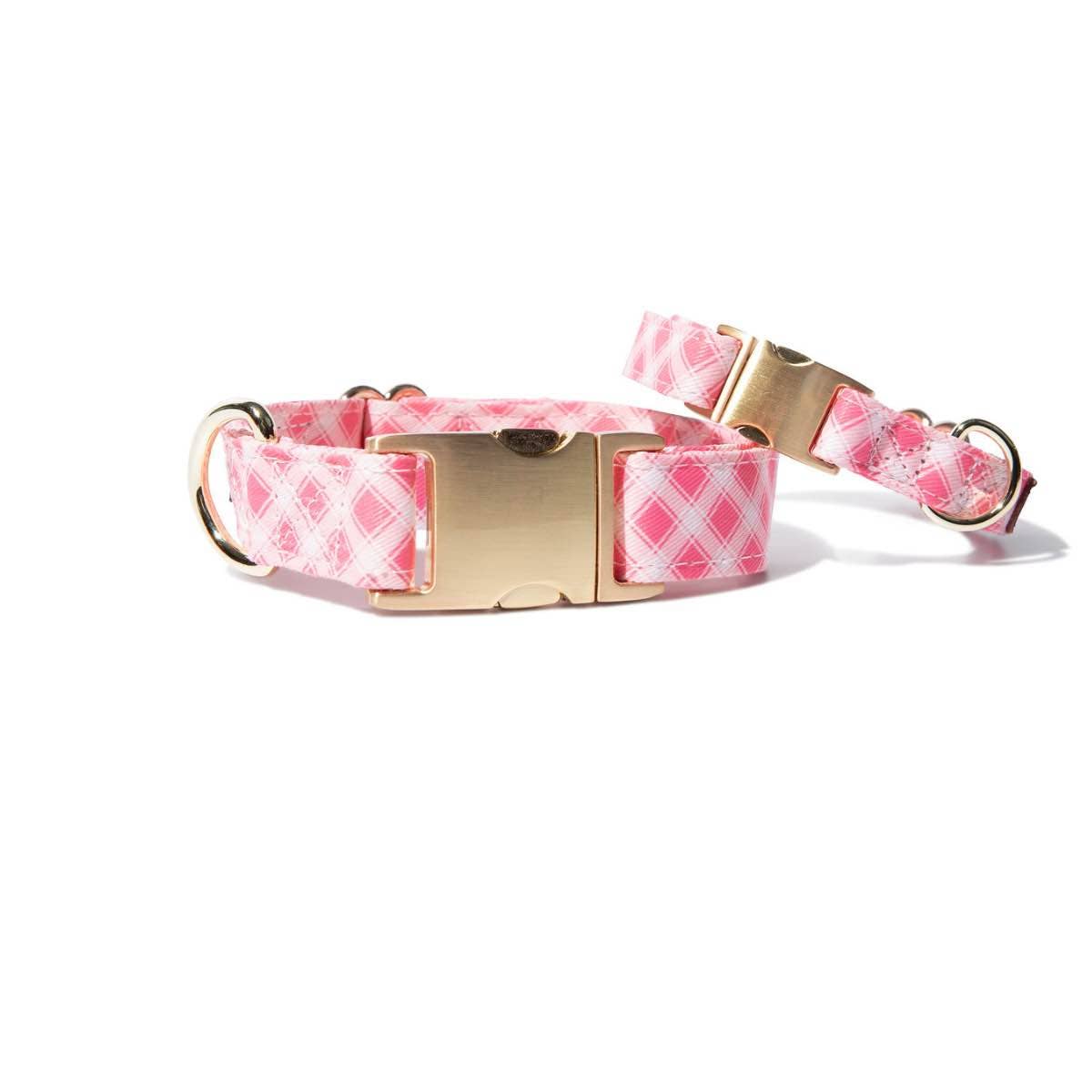 Sutton Pink Gingham Dog Collar