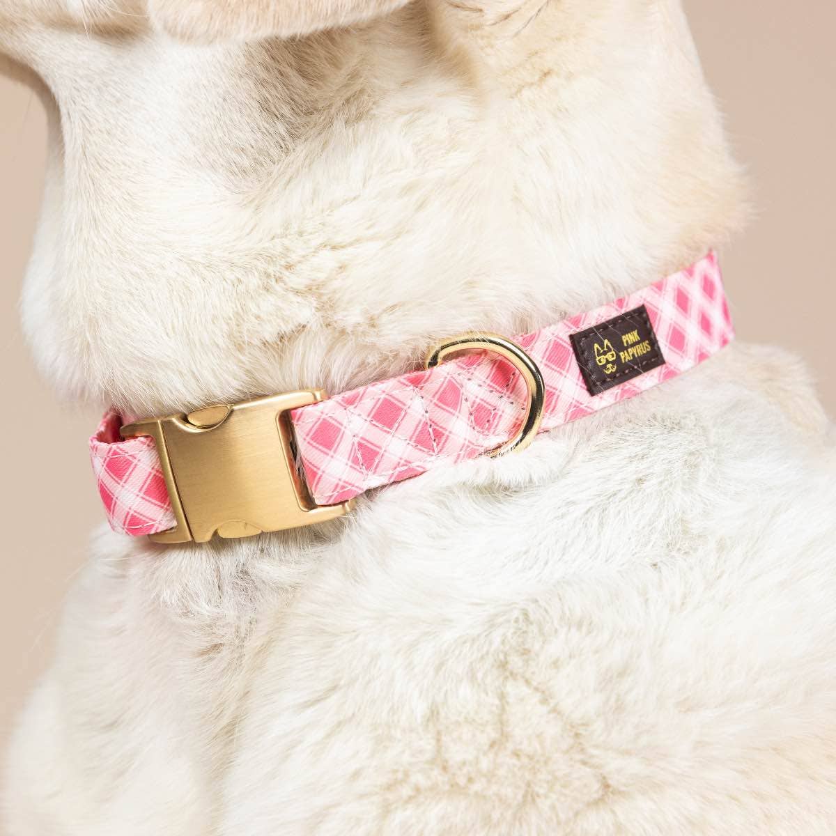 Sutton Pink Gingham Dog Collar